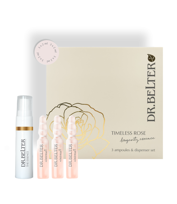 Timeless Rose Longevity essence set - 3x Ampullen - 2ml + dispenser